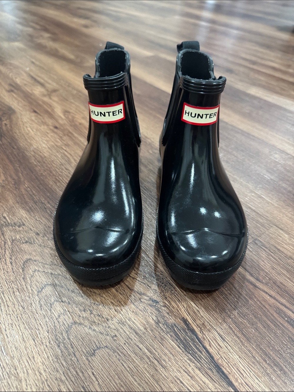 Hunter Kids Black Gloss Chelsea-style Rain Boots